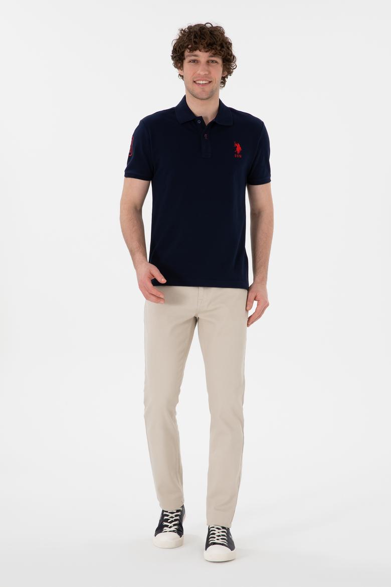 Erkek Slim Fit Polo Yaka Lacivert Basic Tişört - 50305929038
