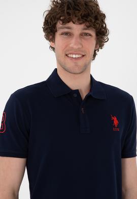 Erkek Slim Fit Polo Yaka Lacivert Basic Tişört - 50305929038