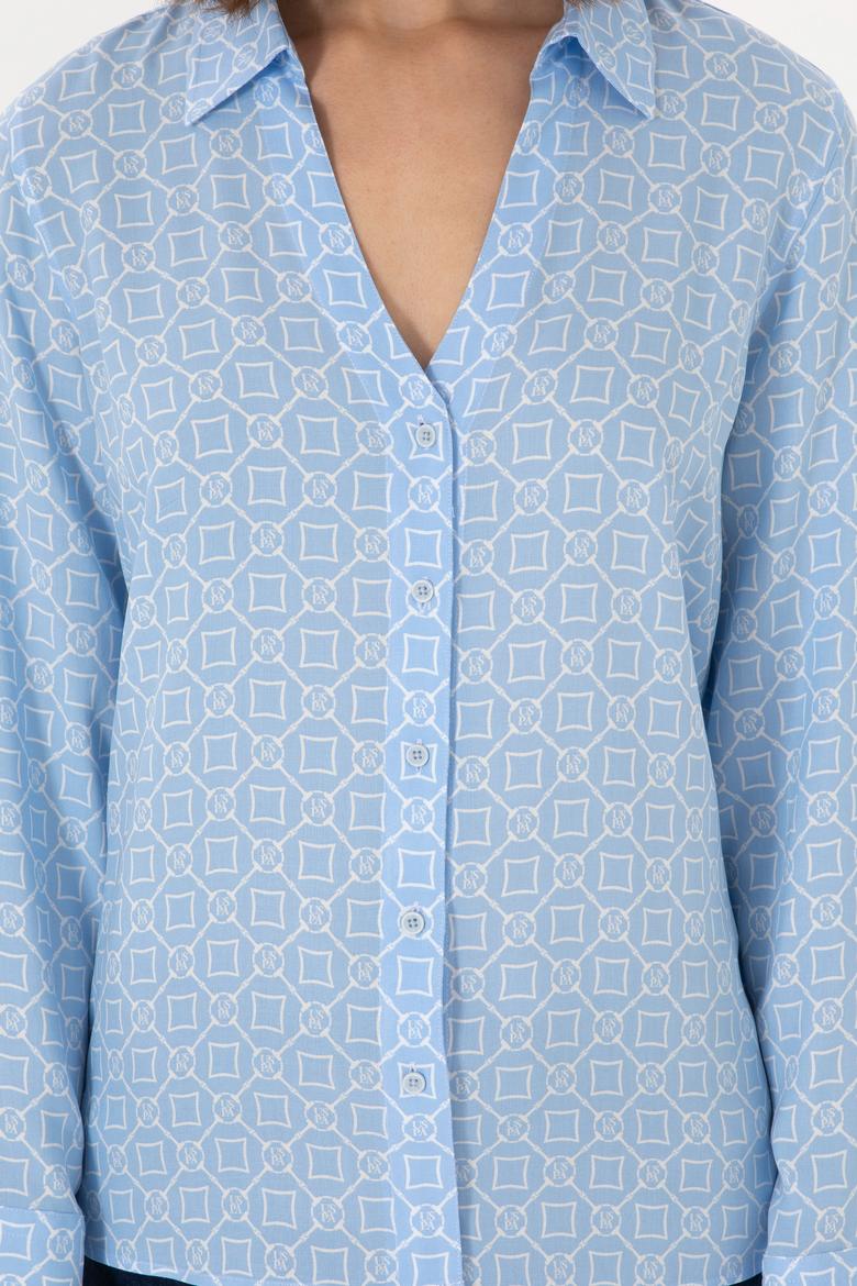 Kadın Açık Mavi Uzun Kollu Gömlek - 50299453031