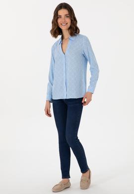 Kadın Açık Mavi Uzun Kollu Gömlek - 50299453031