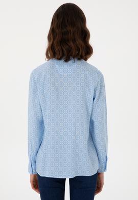 Kadın Açık Mavi Uzun Kollu Gömlek - 50299453031