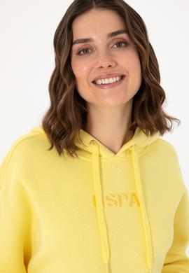 Kadın Sarı Kapüşonlu Sweatshırt - 50292370034