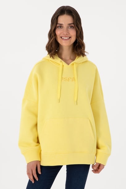 Kadın Sarı Kapüşonlu Sweatshırt