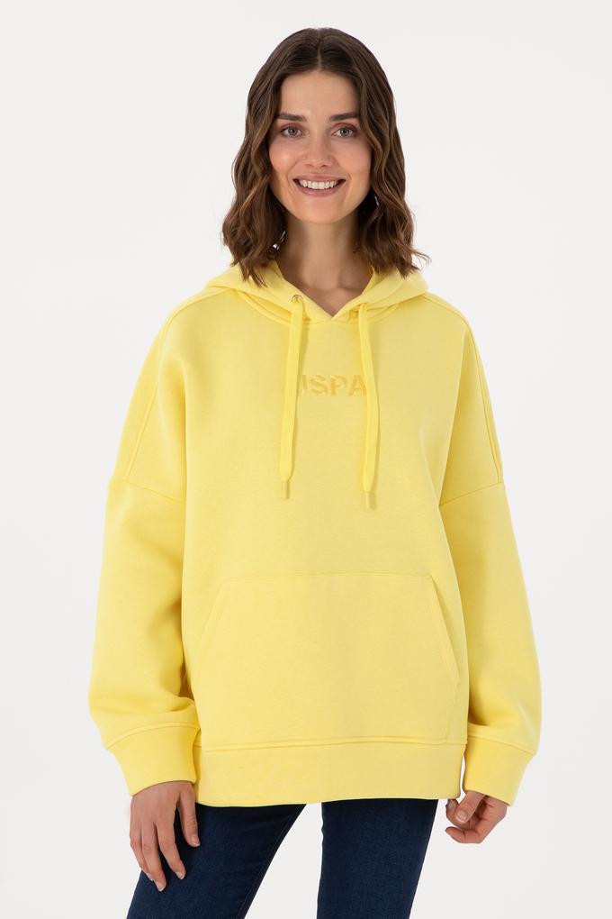 Kadın Sarı Kapüşonlu Sweatshırt