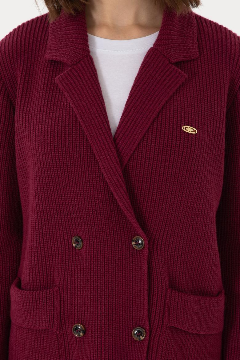 Kadın Vişne Triko Hırka - 50293027020