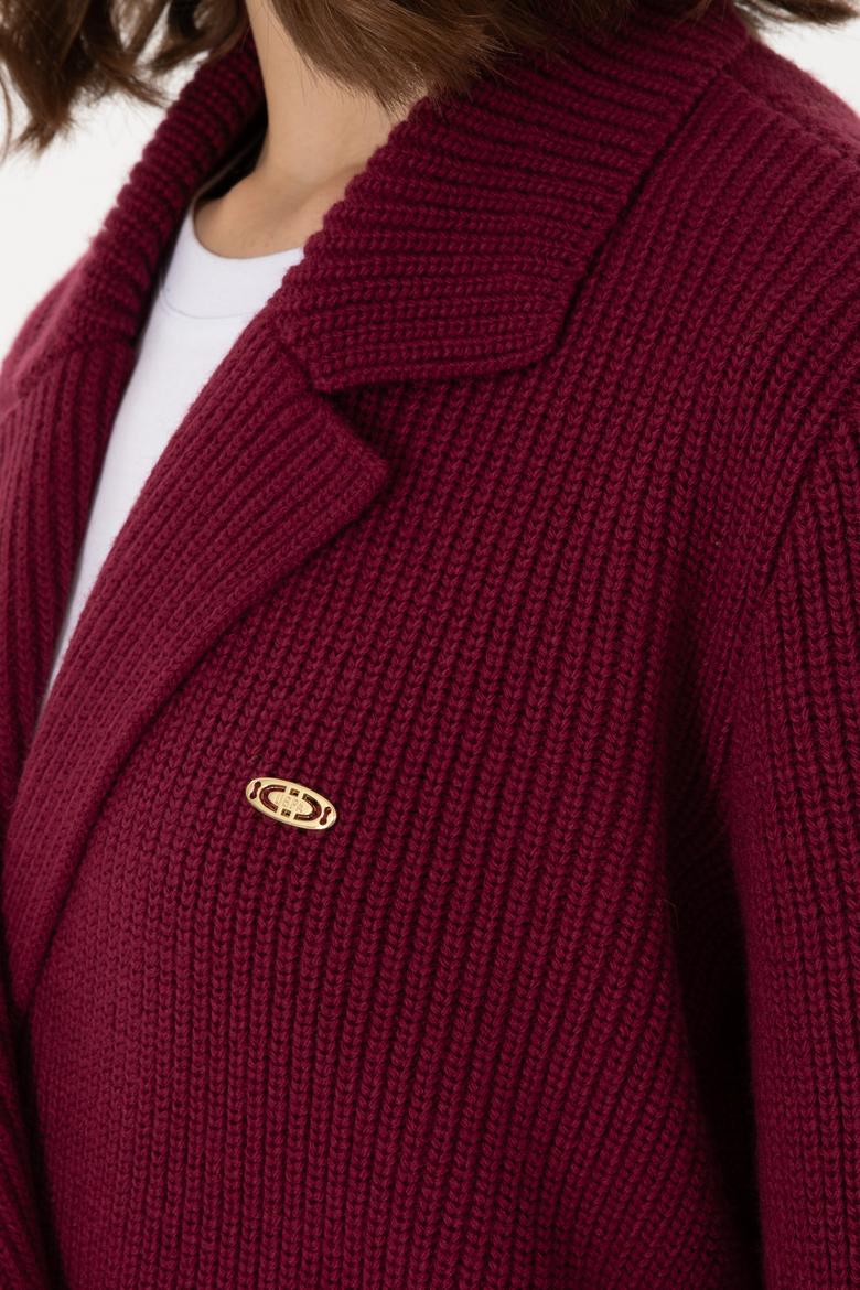 Kadın Vişne Triko Hırka - 50293027020