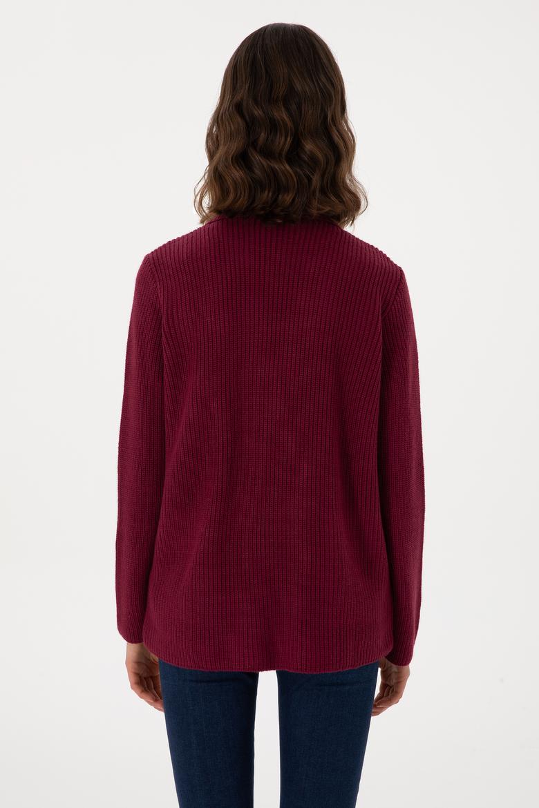 Kadın Vişne Triko Hırka - 50293027020