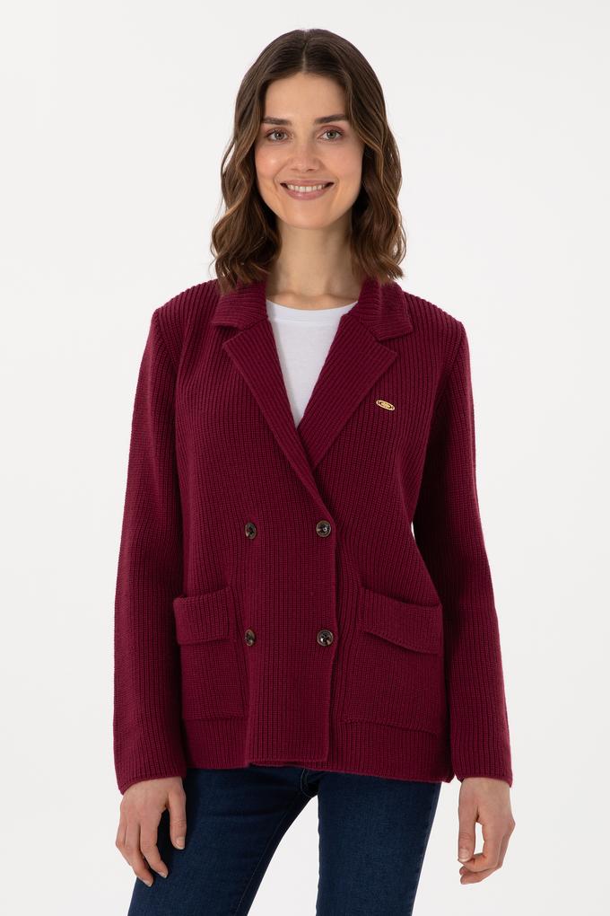 Kadın Vişne Triko Hırka