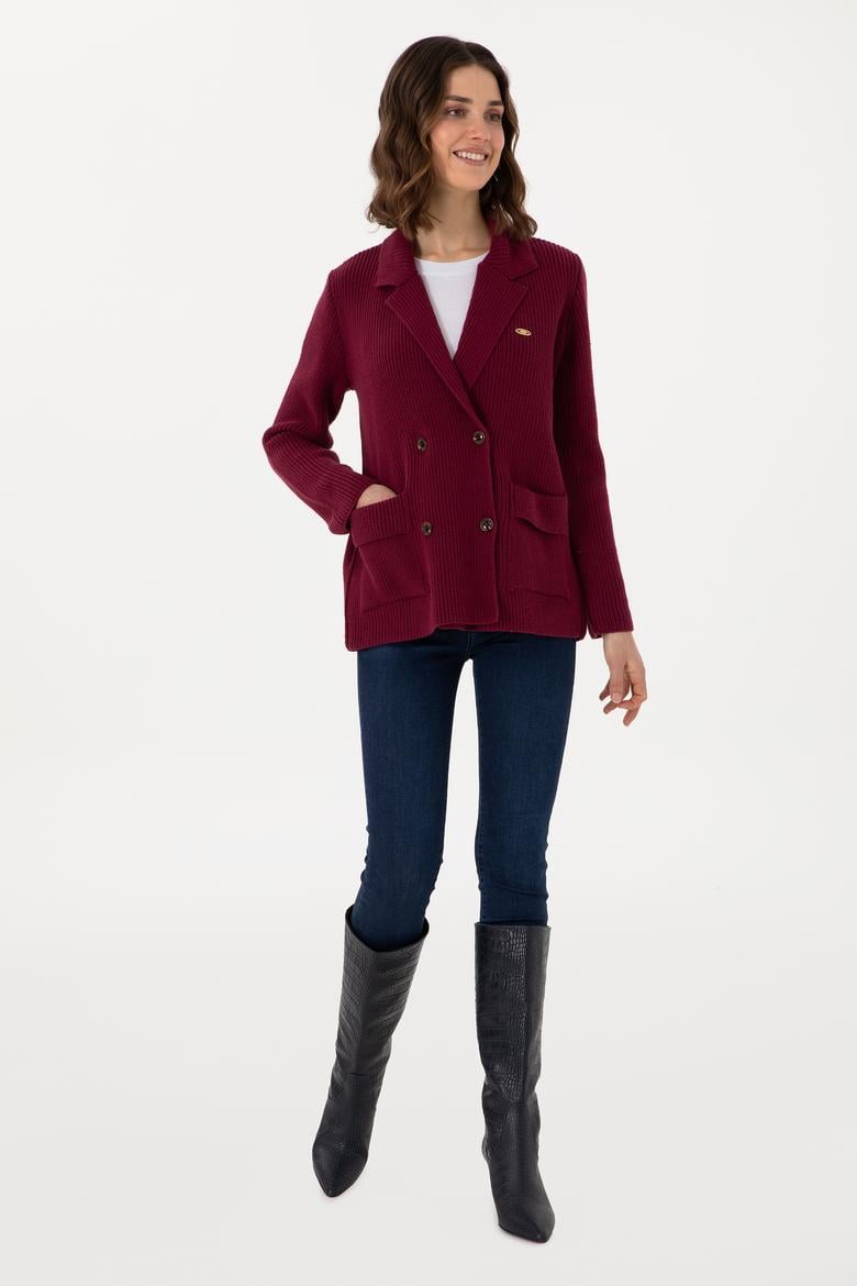 Kadın Vişne Triko Hırka - 50293027020