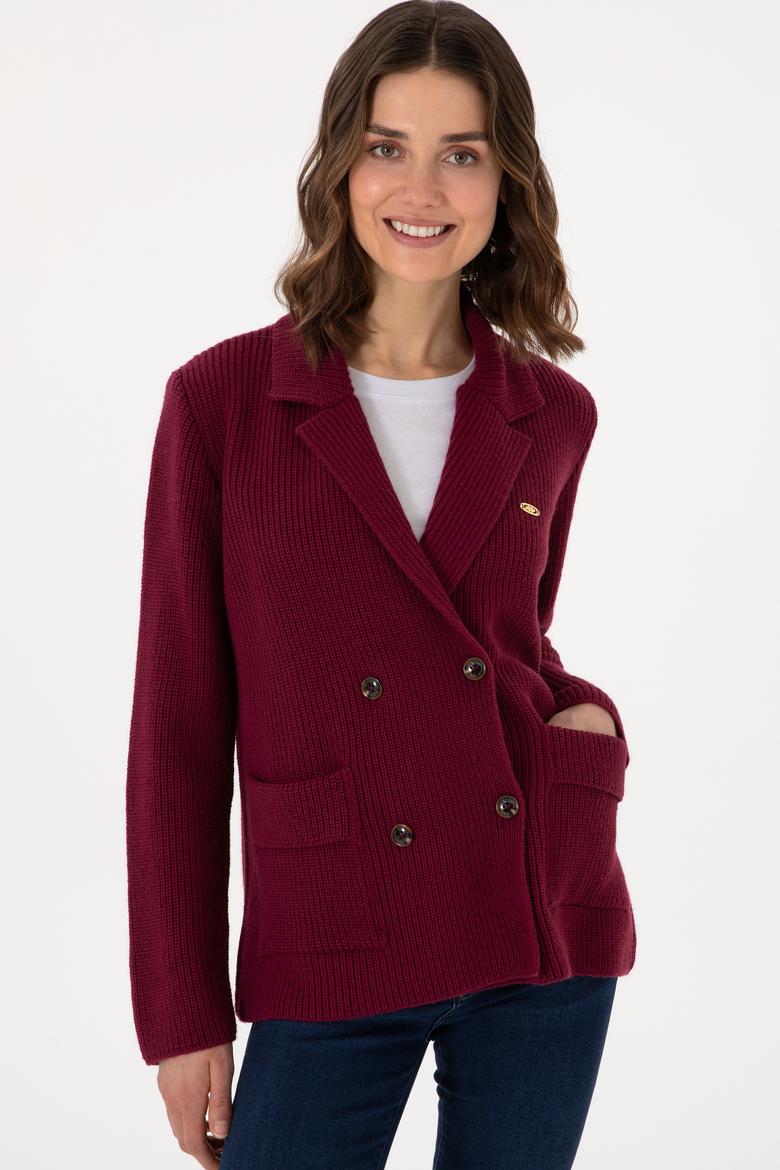 Kadın Vişne Triko Hırka - 50293027020