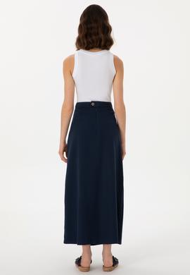 Kadın Lacivert Maxi Dokuma Etek - 50300666033