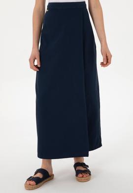 Kadın Lacivert Maxi Dokuma Etek - 50300666033