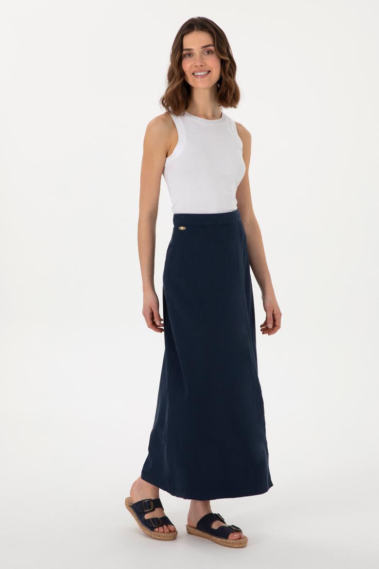 Kadın Lacivert Maxi Dokuma Etek - 50300666033