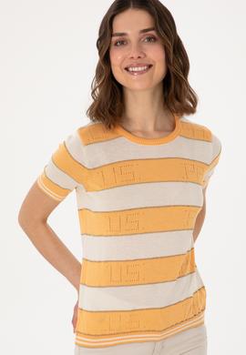 Kadın Turuncu Bisiklet Yaka Kazak - 50299327012