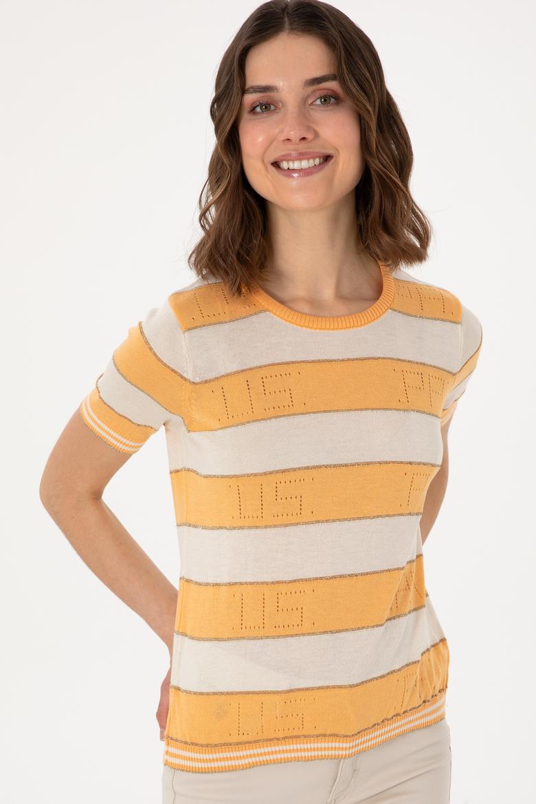 Kadın Turuncu Bisiklet Yaka Kazak - 50299327012