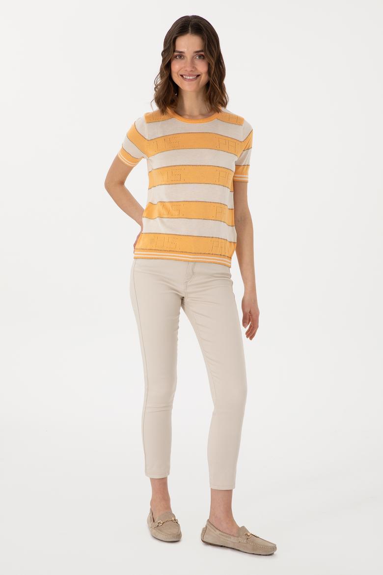 Kadın Turuncu Bisiklet Yaka Kazak - 50299327012