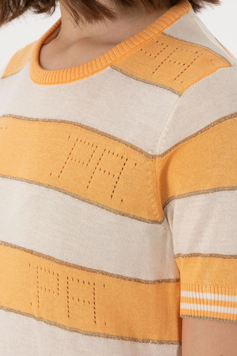 Kadın Turuncu Bisiklet Yaka Kazak - 50299327012