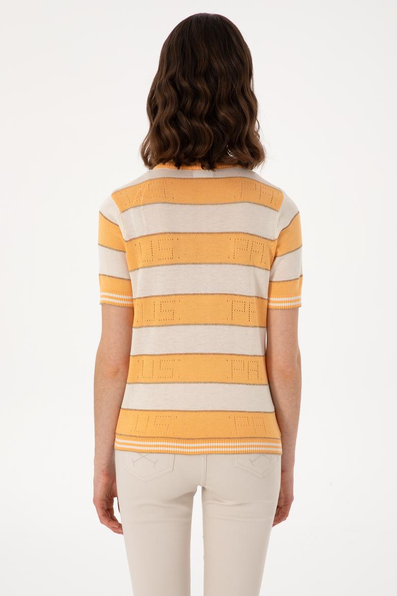 Kadın Turuncu Bisiklet Yaka Kazak - 50299327012