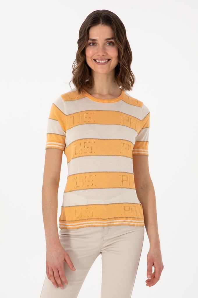 Kadın Turuncu Bisiklet Yaka Kazak