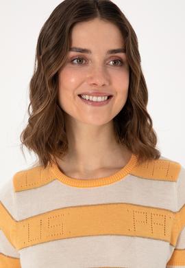 Kadın Turuncu Bisiklet Yaka Kazak - 50299327012