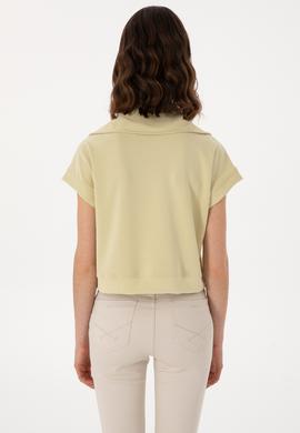 Kadın Haki Modal Karışımlı  Polo Yaka Tişört - 50300738036