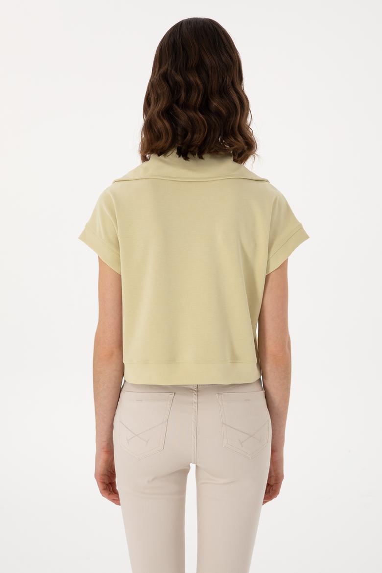 Kadın Haki Modal Karışımlı  Polo Yaka Tişört - 50300738036