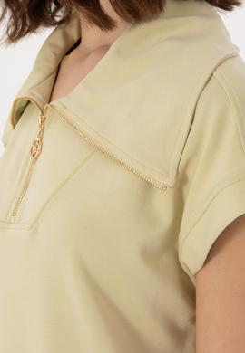 Kadın Haki Modal Karışımlı  Polo Yaka Tişört - 50300738036