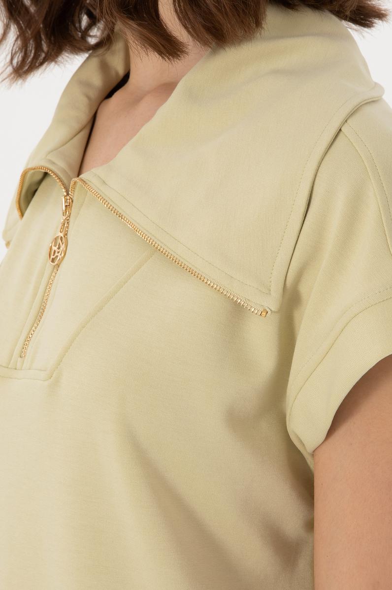 Kadın Haki Modal Karışımlı  Polo Yaka Tişört