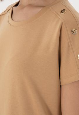 Kadın Camel Bisiklet Yaka Tişört - 50300737002