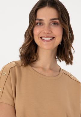 Kadın Camel Bisiklet Yaka Tişört - 50300737002