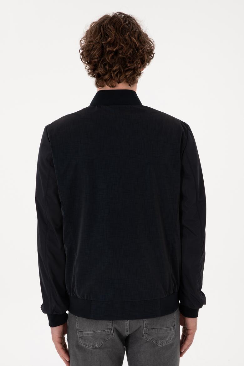 Erkek Lacivert Deri Ceket - 50307340009