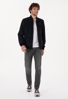 Erkek Lacivert Deri Ceket - 50307340009