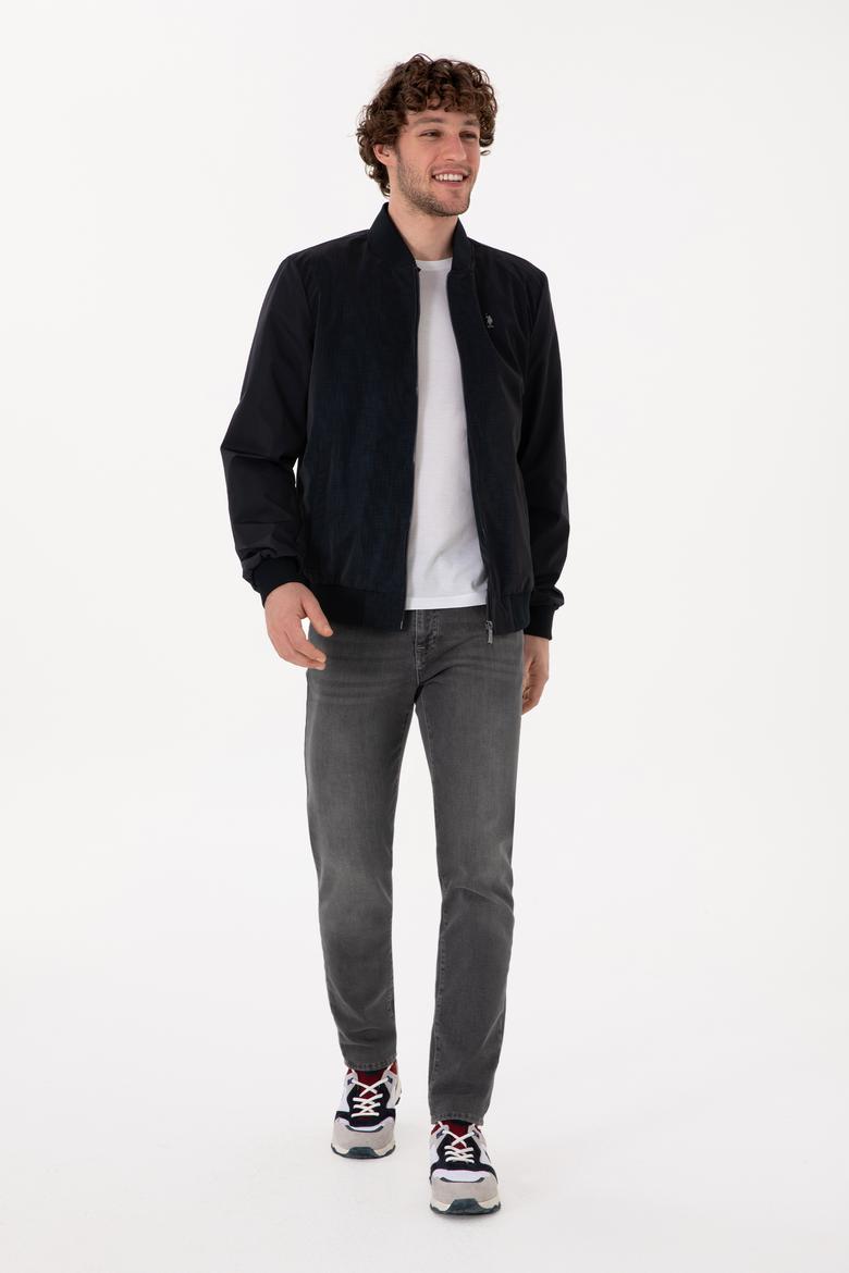 Erkek Lacivert Deri Ceket - 50307340009