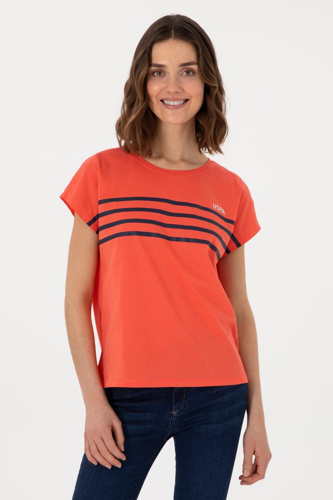 Kadın Nar Çiçeği Bisiklet Yaka Tişört