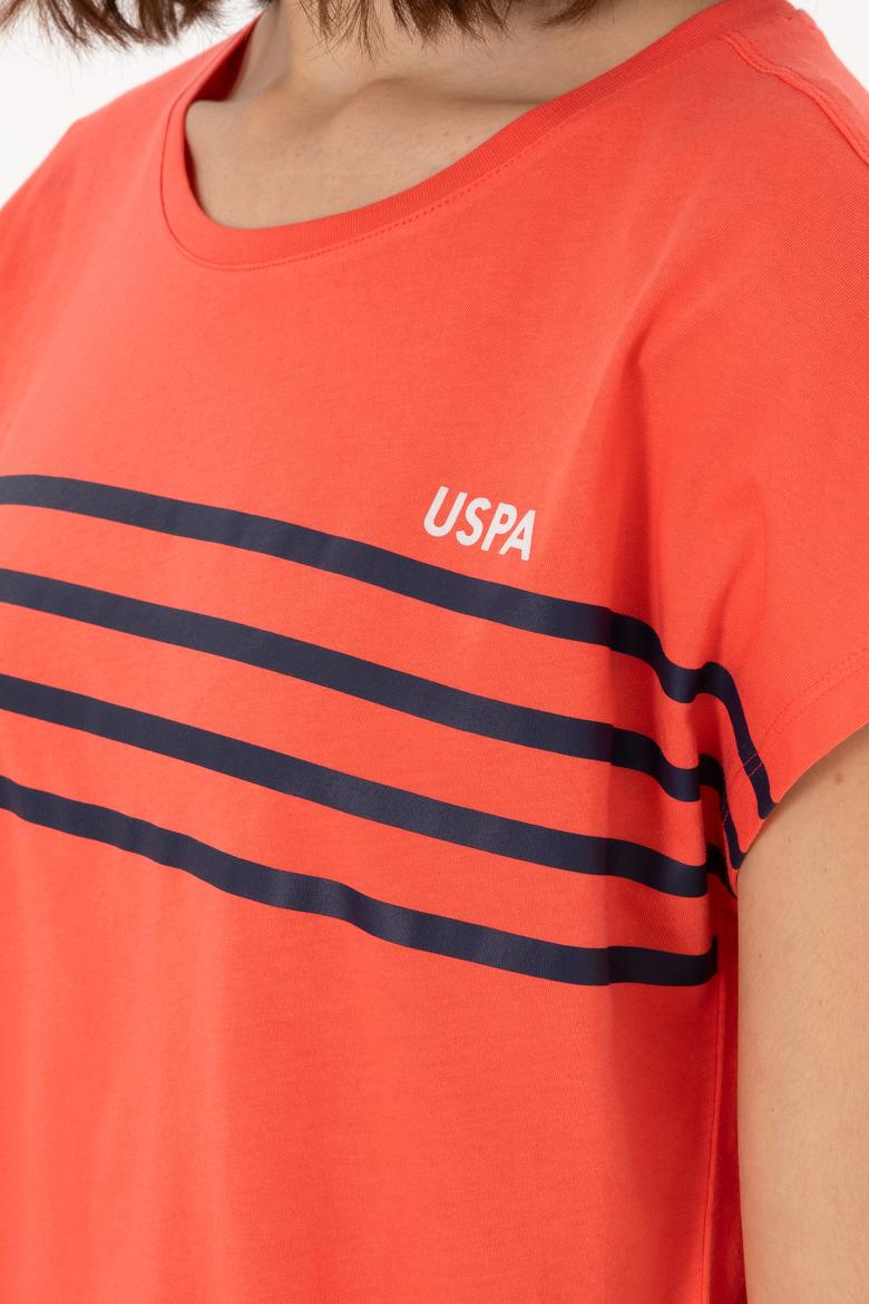 Kadın Nar Çiçeği Bisiklet Yaka Tişört - 50305823035