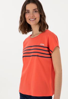 Kadın Nar Çiçeği Bisiklet Yaka Tişört - 50305823035