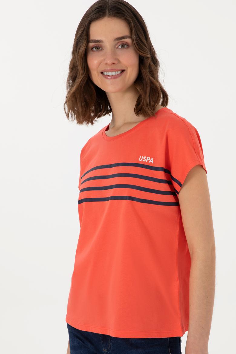 Kadın Nar Çiçeği Bisiklet Yaka Tişört - 50305823035