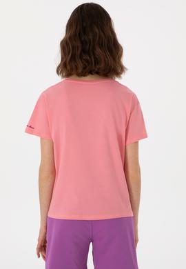 Kadın Pembe Bisiklet Yaka Tişört - 50308639005