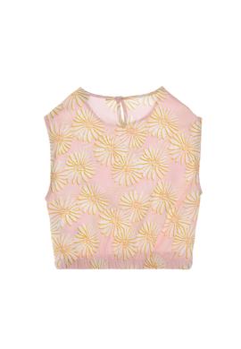 Kız Çocuk Açık Pembe Çiçek Desenli Kolsuz Gömlek - 50306603001