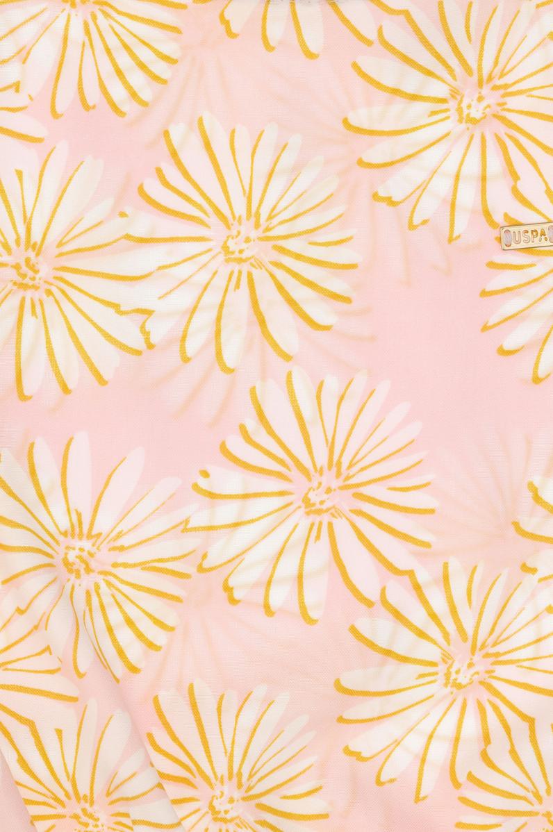 Kız Çocuk Açık Pembe Çiçek Desenli Kolsuz Gömlek