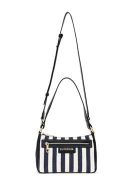 Kadın Lacivert Çizgili Kanvas Kol Çantası - 50311436001