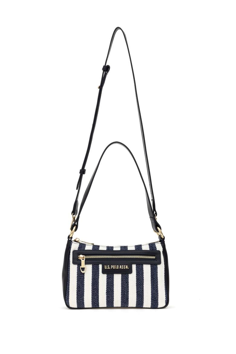 Kadın Lacivert Çizgili Kanvas Kol Çantası - 50311436001