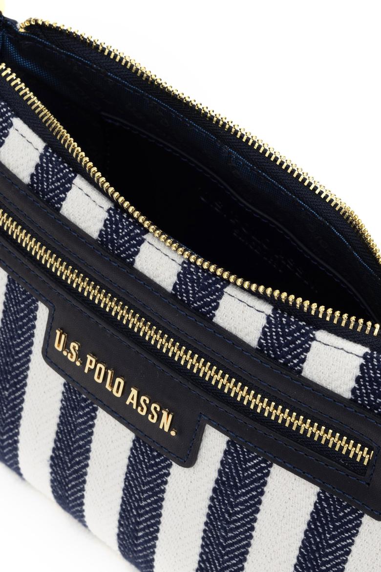 Kadın Lacivert Çizgili Kanvas Kol Çantası - 50311436001