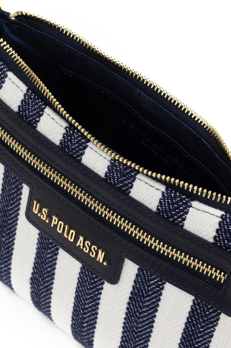 Kadın Lacivert Çizgili Kanvas Kol Çantası