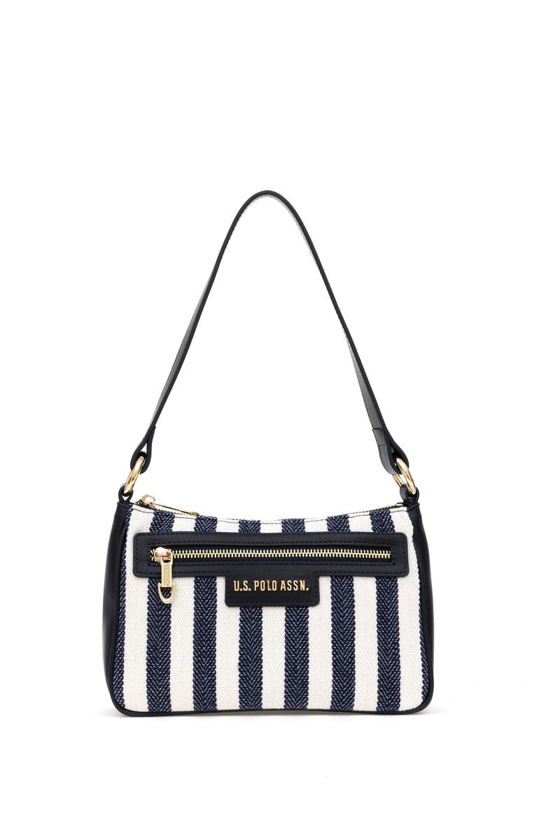 Kadın Lacivert Çizgili Kanvas Kol Çantası - 50311436001