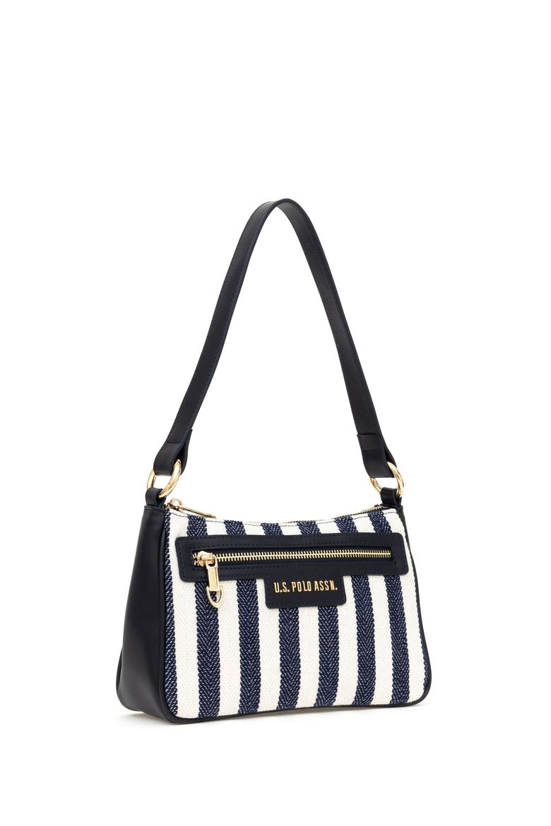 Kadın Lacivert Çizgili Kanvas Kol Çantası - 50311436001