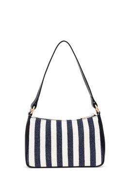 Kadın Lacivert Çizgili Kanvas Kol Çantası - 50311436001