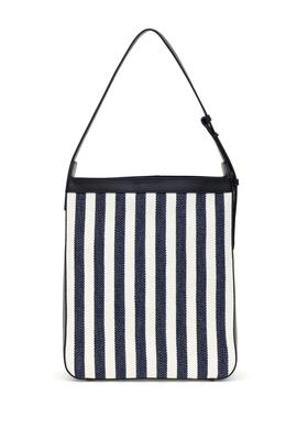 Kadın Lacivert Çizgili Kanvas Kol Çantası - 50311434001