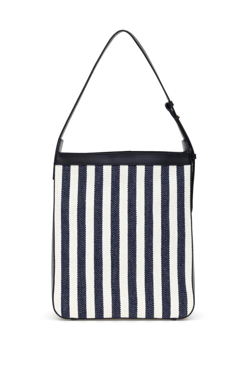 Kadın Lacivert Çizgili Kanvas Kol Çantası - 50311434001