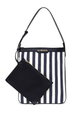 Kadın Lacivert Çizgili Kanvas Kol Çantası - 50311434001